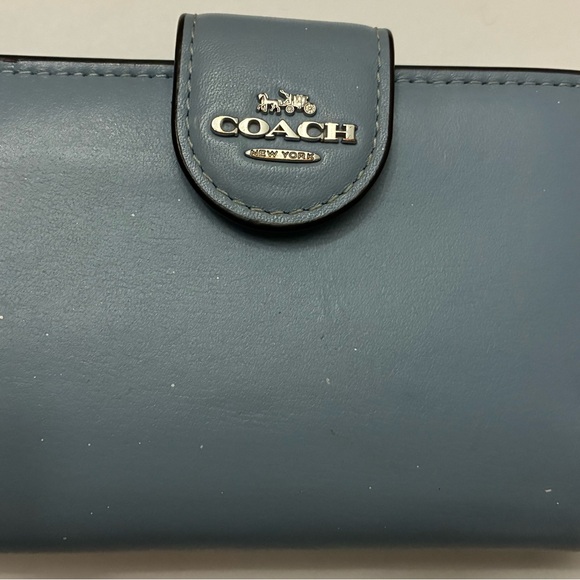 Coach Handbags - Coach Slate Blue Leather Wallet